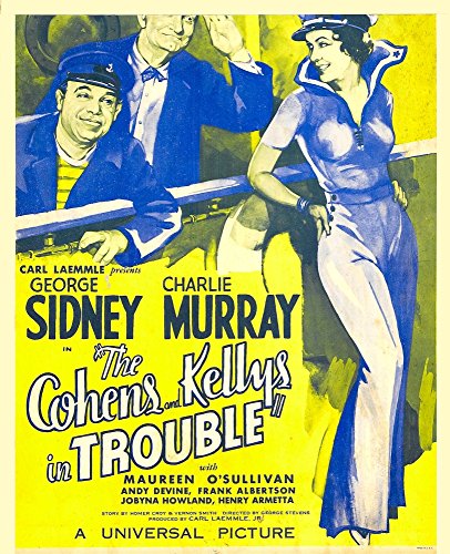 Posterazzi The Cohens and Kellys in Trouble from Left: George Sidney Charles Murray Maureen O'sullivan On Window Card 1933 Movie Masterprint Poster Print, (24 x 36), Varies