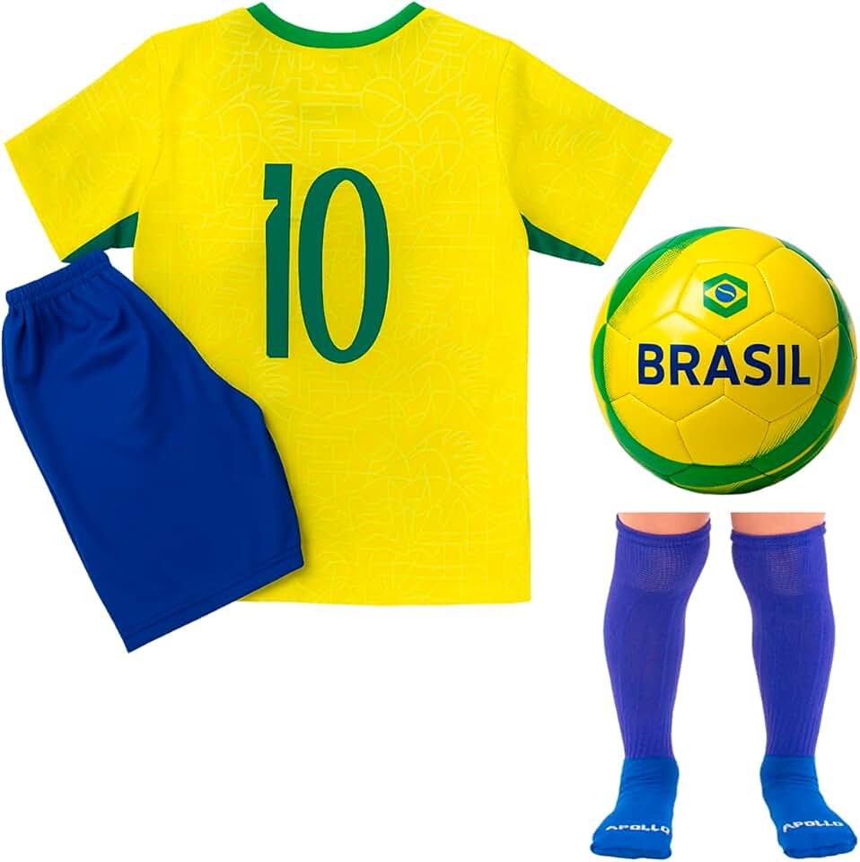 Conjunto Infantil de Futebol Completo com Camisa, Short, Meião e Bola Esportivo