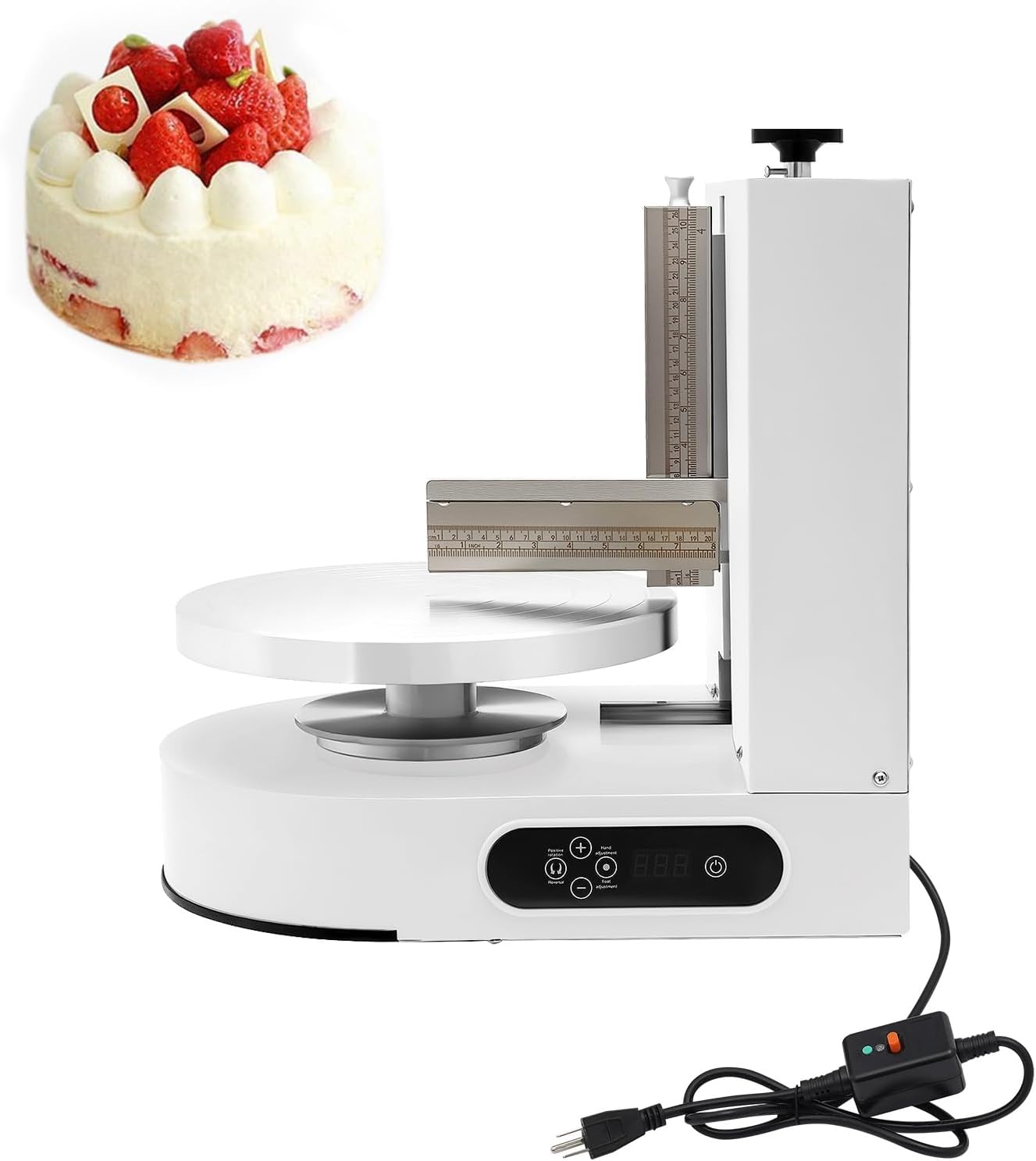 Birthday Cake Cream Smooth Coating Decoration Machine,200W Cake Cream Spreading Machine for 4-12inch Cakes,Decorating Machine for Households,Dessert Shops (White)