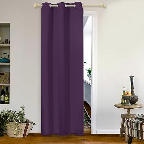 MYSKY HOME - Cortina blackout para dormitorio con increíble triple tejido, aislamiento térmico y ojales, 1 panel, 107 x 213 cm, morado real