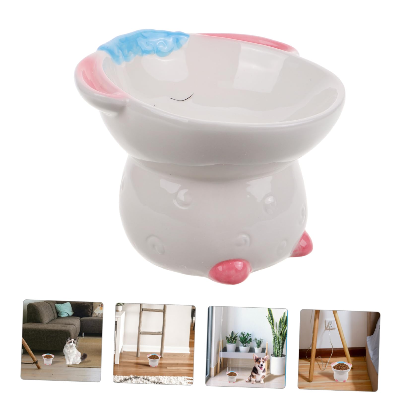 Cuenco para Gatos De Comedero Elevado para Gatos Protección Columna Adecuado para Comedero y Bebedero