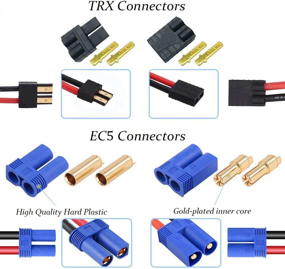 Nuofan 20Pairs XT60 / XT90H / EC5 /Traxxas Male & Female Plug Adapter Connectors with 12awg Silicone Wire for RC ESC Lipo Battery Electronic Speed Control Motor Accessories DIY Spare Part - Image 4