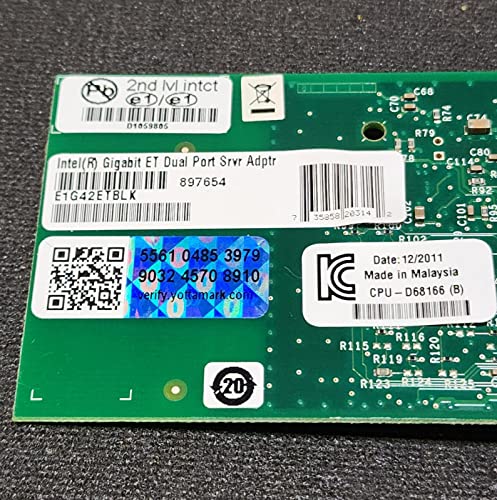 Adaptador de red Intel Gigabit ET de doble puerto para servidor - Adaptador de red - PCI Express 2.0 x4 de perfil bajo - Ethernet, Fast Ethernet, Gigabit Ethernet - 10Base-T, 100Base-TX, 1000Base-T - 2 puertos OEM 1PK GETH ET DU miniatura 4