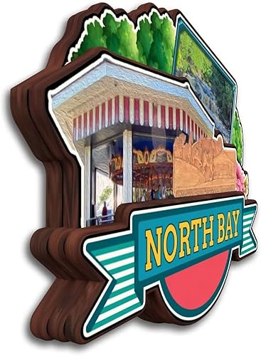 Miniatura 2 de Imán para nevera de North Bay, Ontario, Canadá, colección de madera, madera 3D, hecho a mano, recuerdos de la ciudad, imán para nevera, decoración