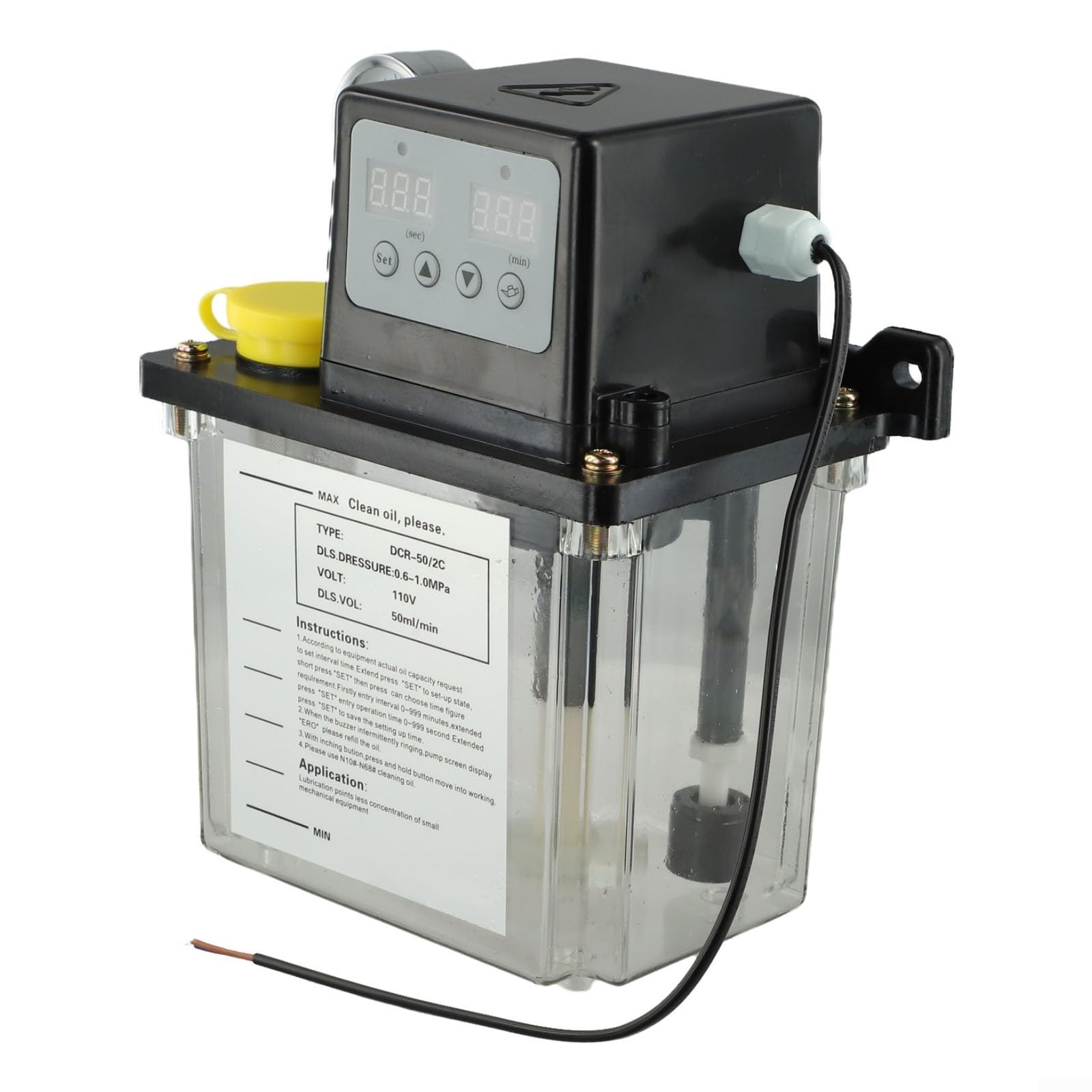 Pompa di olio lubrificante automatica per ingranaggi elettrici per macchine utensili CNC fresatura tornio 1L 2L serbatoio 110 V nero (2L)