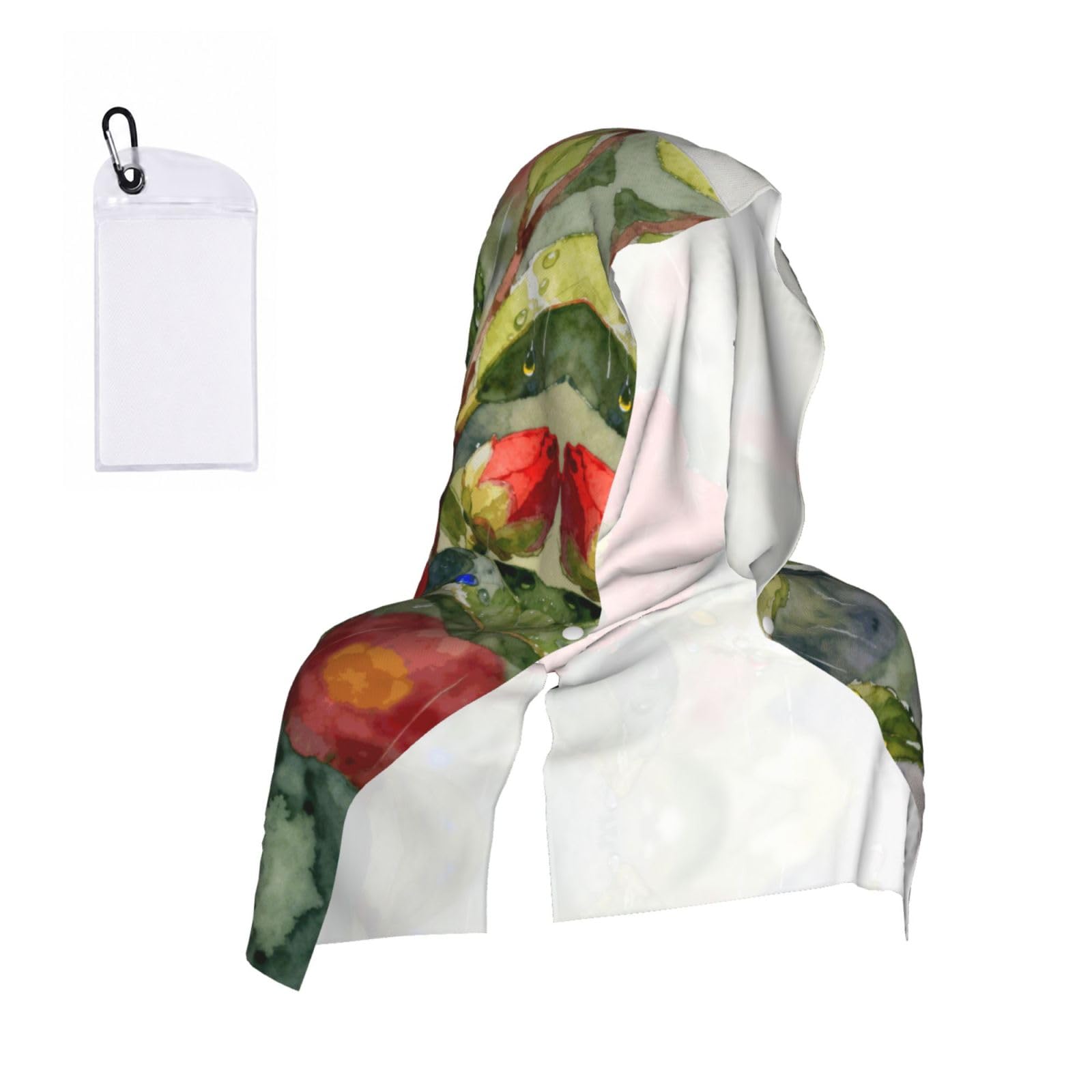 CNTDBU Flower Rain Cooling Towel Hooded-Instant Chill Neck Cover for Sports, UV Cooling Rag for Running Gym