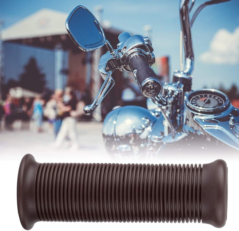 Akozon Handle Grip Pair of 1inch 25mm/1.1inch 28mm Universal Motorcycle Non Slip Stripe Vintage TPU Handle Handlebar Grip Fit for Most of Motorcycles (Dark Brown)