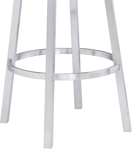 Miniatura 106 de Armen Living Madrid - Taburete giratorio de 30 pulgadas de altura de barra de cuero sintético gris moderno y acero inoxidable cepillado para Gris y