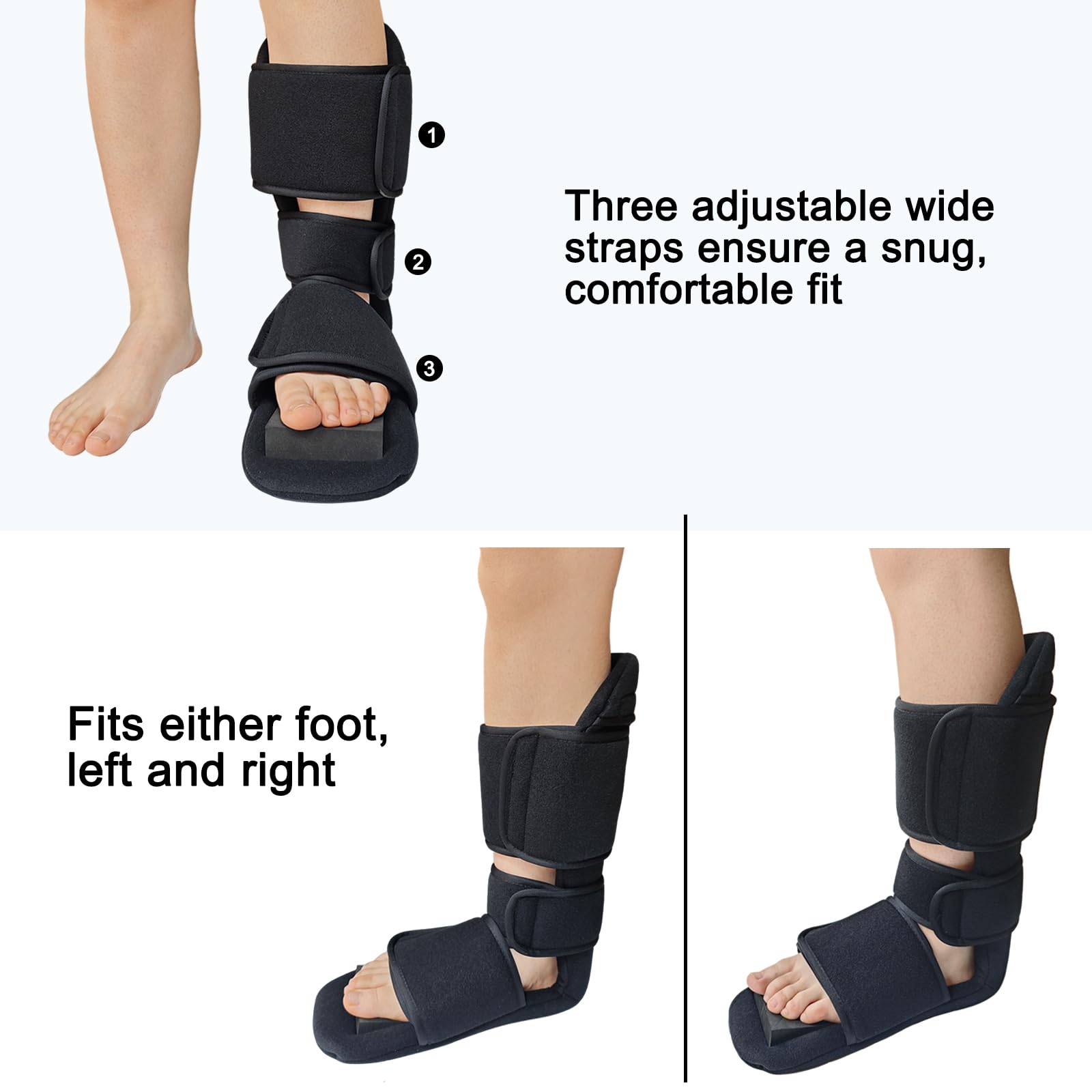 Férula nocturna para fascitis plantar, soporte ajustable de 90° para estabilizar el pie y el tobillo con cuña acolchada suave, bota de estiramiento para tendón de Aquiles, espolones de talón, pie