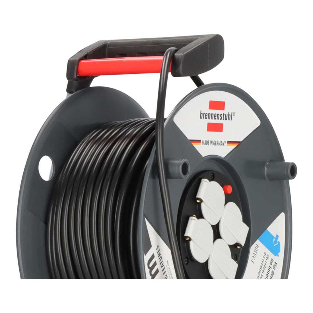 Brennenstuhl Garant E Kabeltrommel (50m Kabel in schwarz, Spezialkunststoff, Einsatz im Innenbereich, Made in Germany)