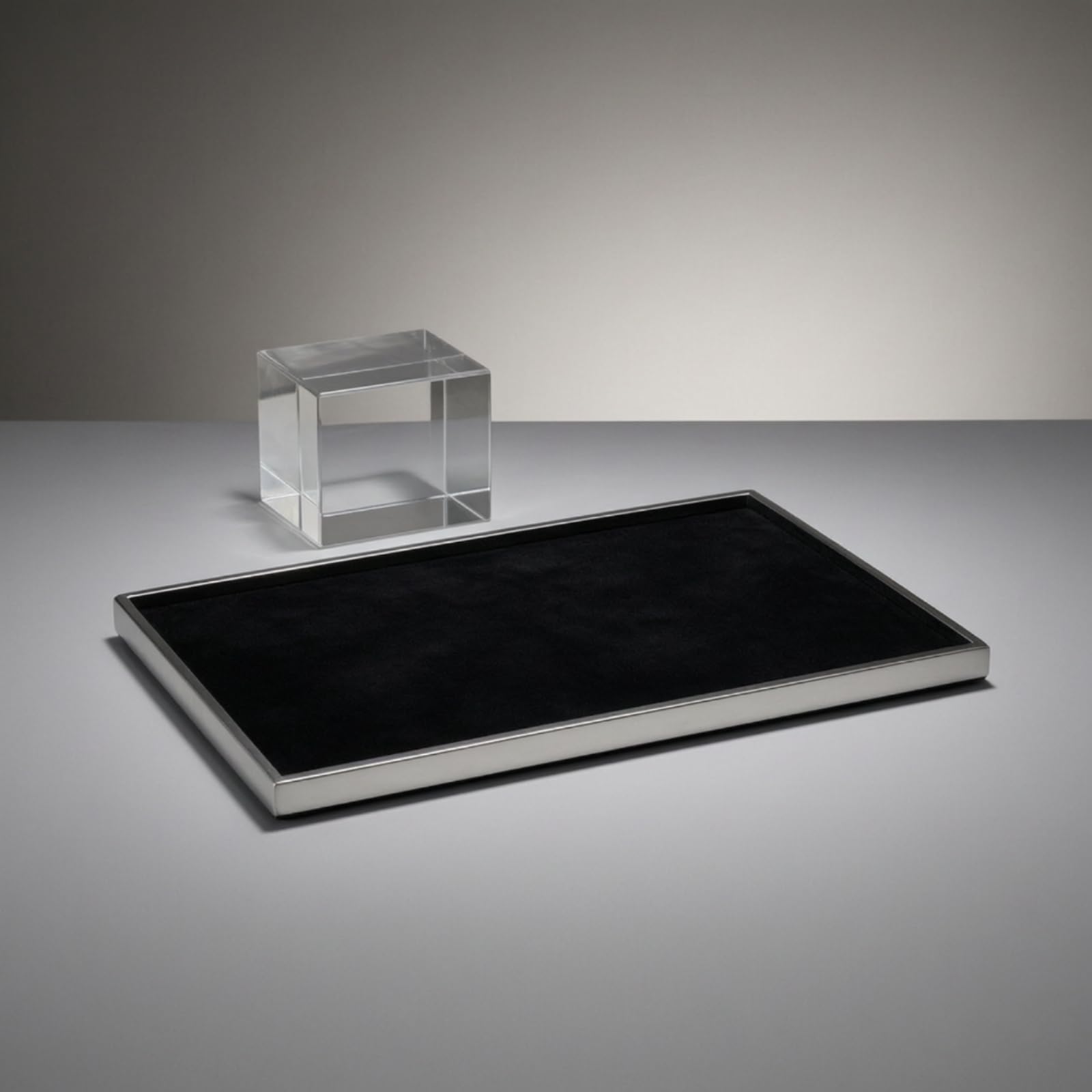predolo Plateau pour Bijoux Plat, Argent Et Noir, Grand