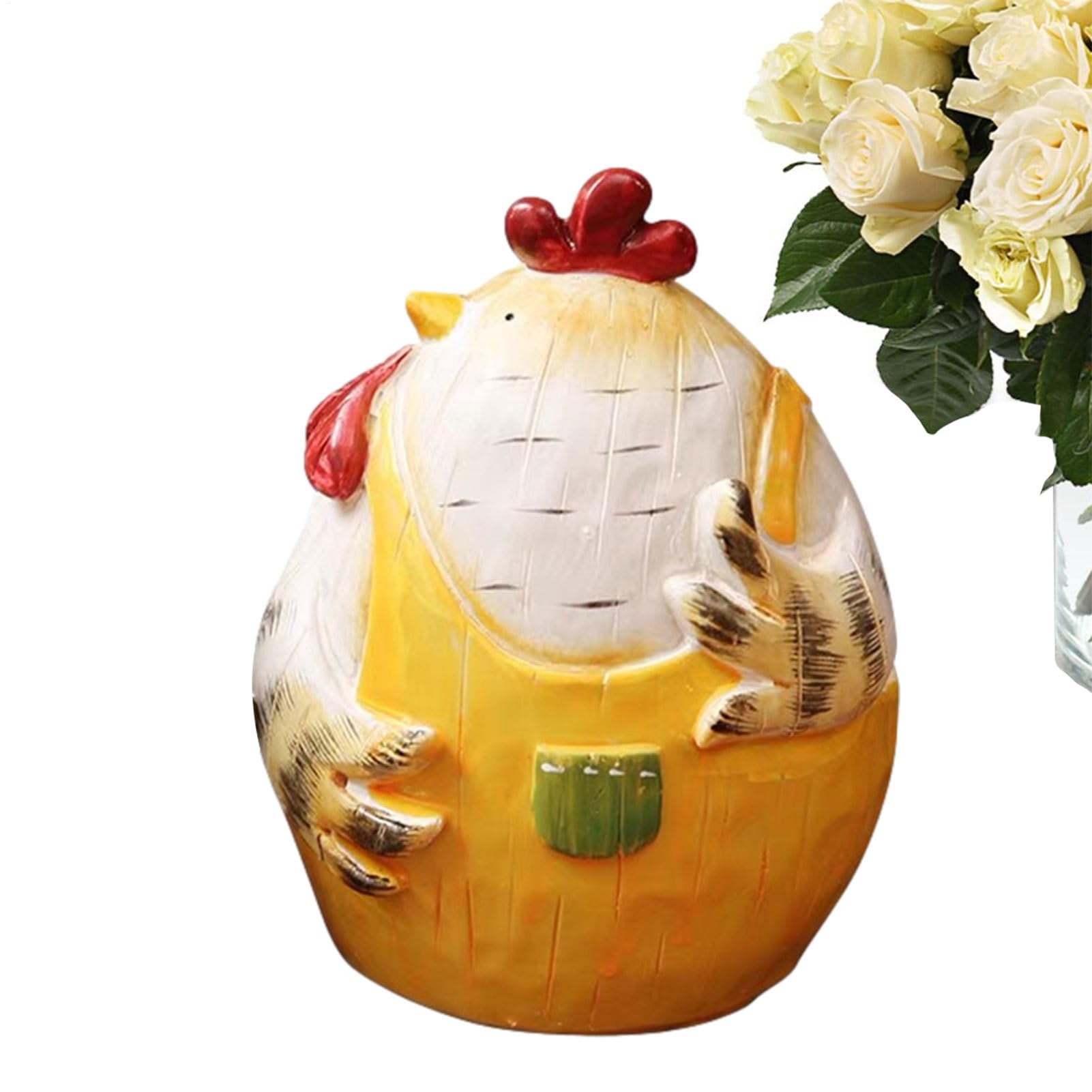 – Easter Statues - Resin Chicken Easter Decor Figurine - Small Hen Desk Statue - for Indoor Home Living Room Bedroom Desk Shelf Mantel Dining Table