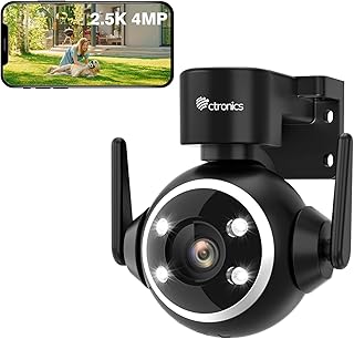 ctronics 2.5K 4MP PTZ Security Camera Outdoor 2,4/5GHz WiFi, WiFi Security Camera Wired Camera IP Camera Home Security with Human Detection Auto Tracking Color Night Vision Two-way Audio IP66