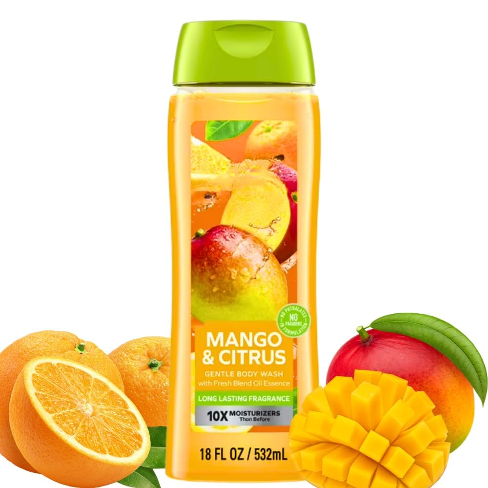 Body Wash with Mango Citrus Scent Refreshing Shower Gel for Daily Use Moisturizing Cleanser for Smooth Soft Skin