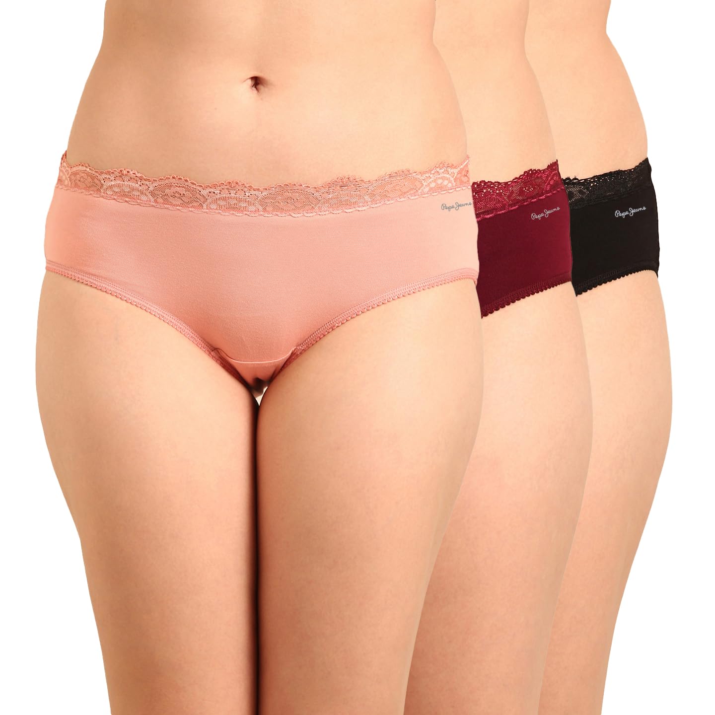 pepe jeans Women's Cotton Blend Classic Solid Briefs-picture-23