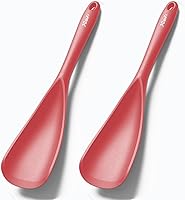 Vista 14 de Cuchara de espátula de silicona, ideal tanto para cocinar como para servir, silicona negra mate duradera sin BPA, diseño sin costuras, segura