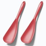 Silicone Spatula Spoon, Great for Both Cooking and Serving Durable BPA-Free Matte Black Silicone, Seamless Design, Safe for Nonstick Cooking Surfaces, 2-Pcs, Red