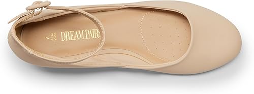Miniatura 3 de DREAM PAIRS Zapatos planos de vestir para mujer, zapatos planos de ballet de cuña baja, punta redonda, correa al tobillo, cómodos y casuales