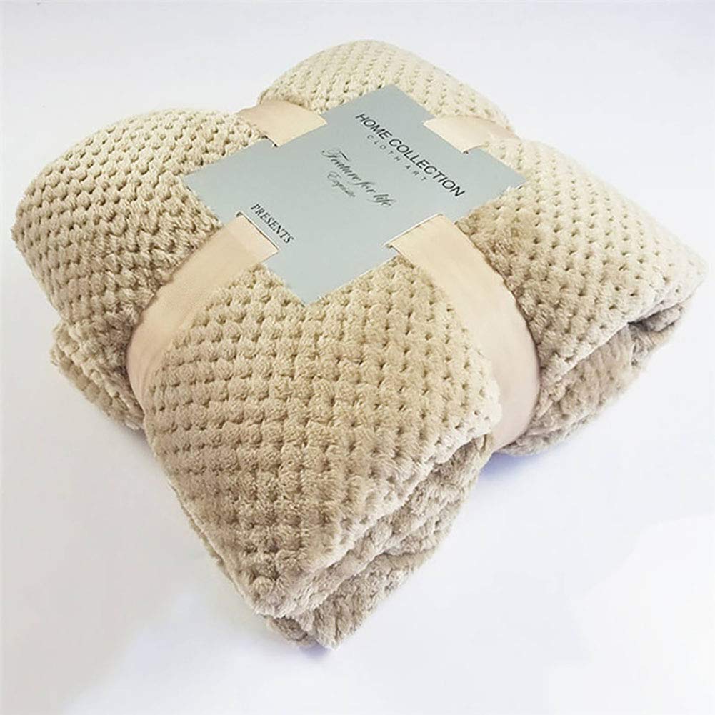 Couverture flanelle kaki clair 150x200cm pour lit et canapé