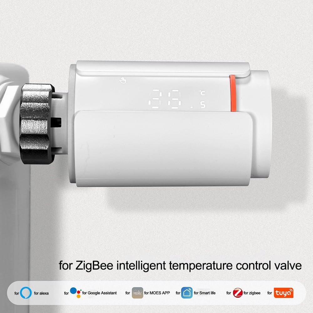 Lecreatekit Valvola termostatica per radiatore smart per zigbee con display LCD, regolatore di temperatura programmabile per il riscaldamento domestico a risparmio energetico