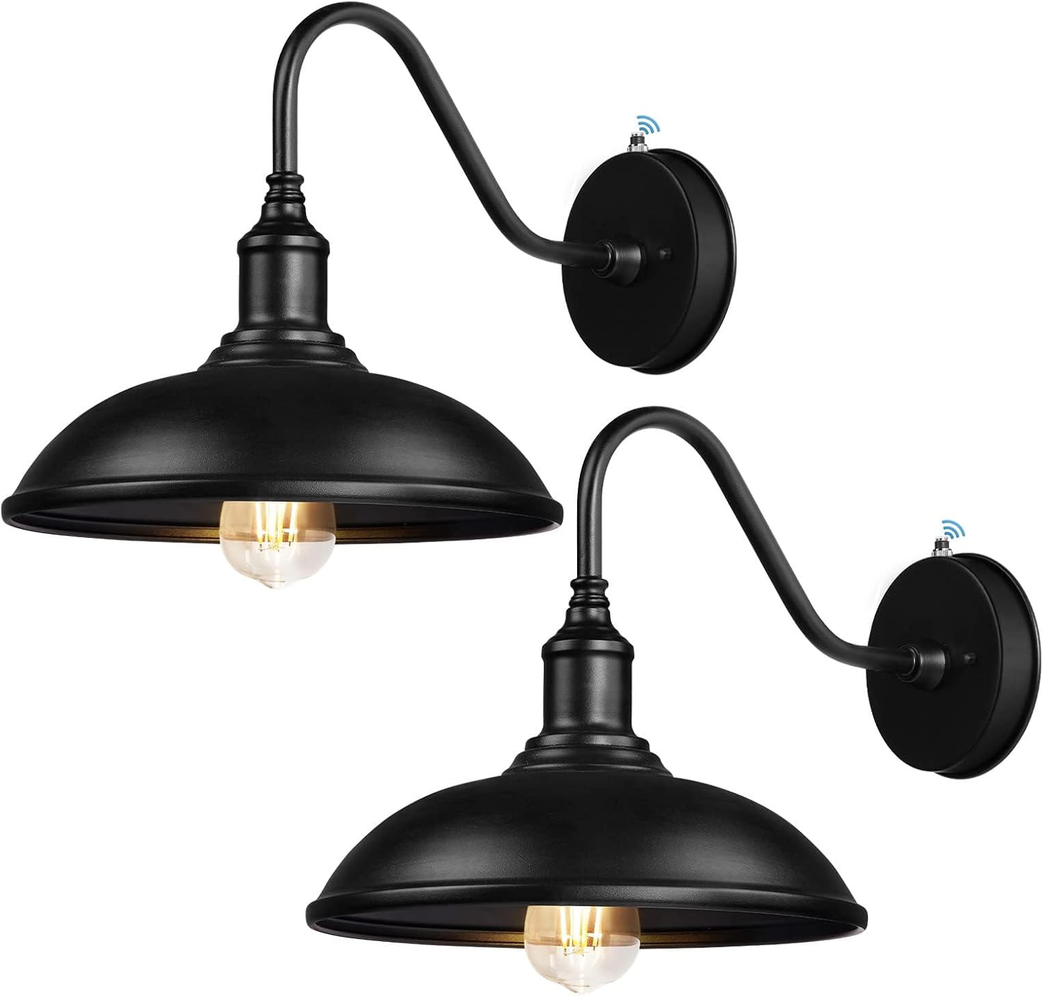 Outdoor Barn Light Fixtures - Dusk to Dawn Exterior Farmhouse Lighting for House with Anti-ponding Bottom, Barn Lights Outdoor Gooseneck Lighting (10.9" Diameter, 2 Pack)