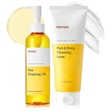 MANYO Best Double Cleansing Duo, Pure Cleansing Oil 6.76 fl oz 200ml, Pure & Deep Cleansing Foam 6.7 fl oz 200ml, Blackhead Remover, Korean Skin Care