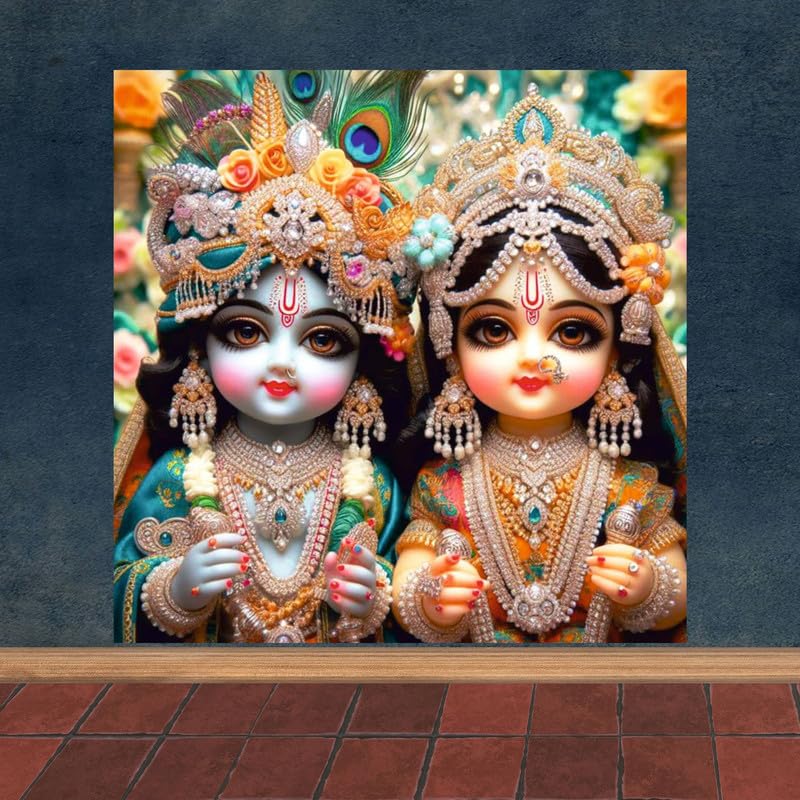 Image of British Terminal Cute little Bal Gopal Baby God Krishna| Kanha Ji | Laddu Lord Makhan Chor Painting Religious Poster for Pregnant Women for wall (matt thin vinyl,sticker,multicolor,unframed)| bj246