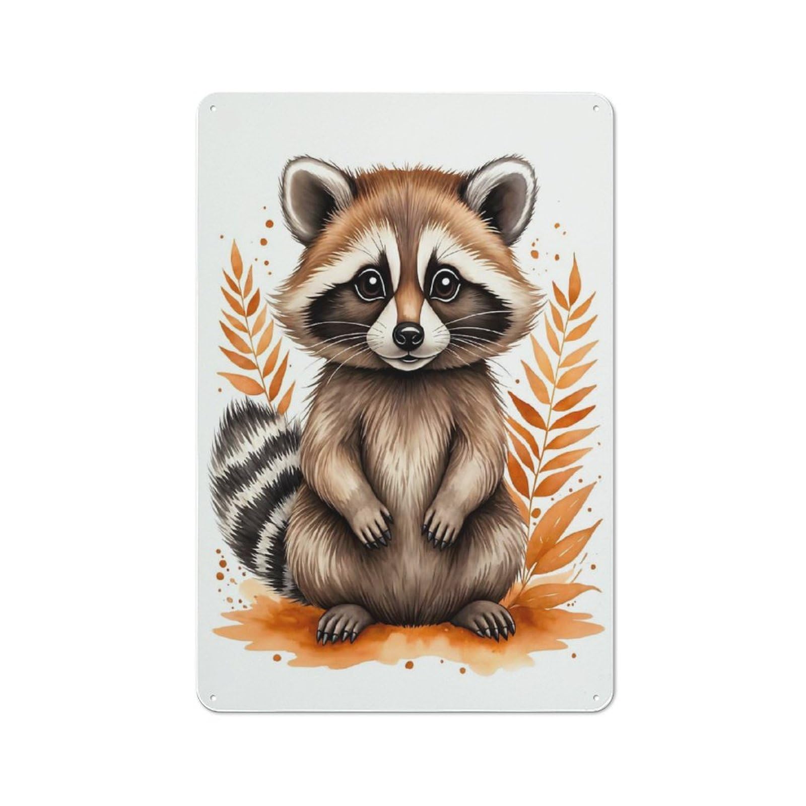 Junmoney Style-16 Raccoon Cute Workshop Style Metal Wall Decor 30X20cm, Decorative Metal Plaque For Garage, Workshop, Shed Or Utility Room