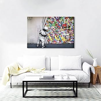 No1超絶特大サイズ　キャンバスアート　ストリートアート　バンクシー　インテリア Amazon.co.jp: バンクシーグラフィティアートスマイルキャンバス