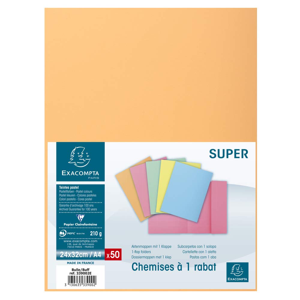 Exacompta, Ref 339002E, Super 210 1-Flap Folders, 240 x 320mm in Size, Suitable for Holding A4 Documents, 210gsm Card - Image 3