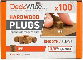 DeckWise Ipe Hardwood Plugs, 3/8" Tapered Hardwood Plugs for 50 sq. ft. of Decking (100 Plugs)