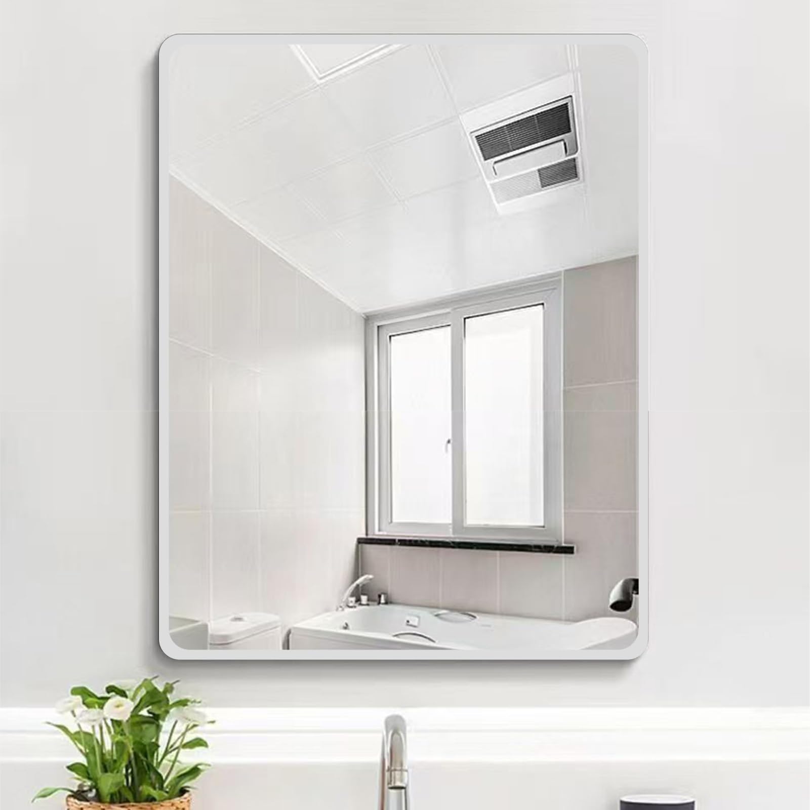 Miroir mural rectangulaire 60x90cm noir avec cadre aluminium moderne