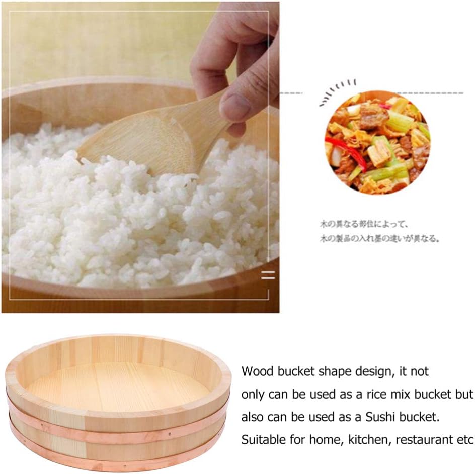 Amazon Com Frcolor Wooden Japanese Sushi Rice Bucket Rice Mixing Tub Sushi Rice Bowl For Home Kitchen Sushi Shop Home Kitchen