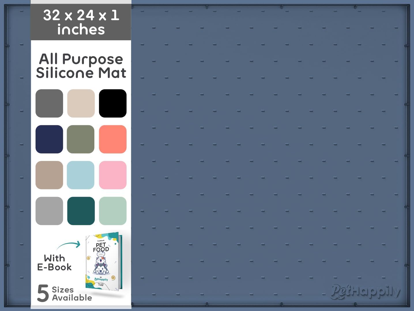32x24x1” XL Dog Food Mat - All Purpose Under Sink Liner, Washer and Dryer Covers for The Top, Silicone Griddle Mat for Blackstone - Raised Edges Dog Mat for Food and Water Prevent Spill, Waterproof