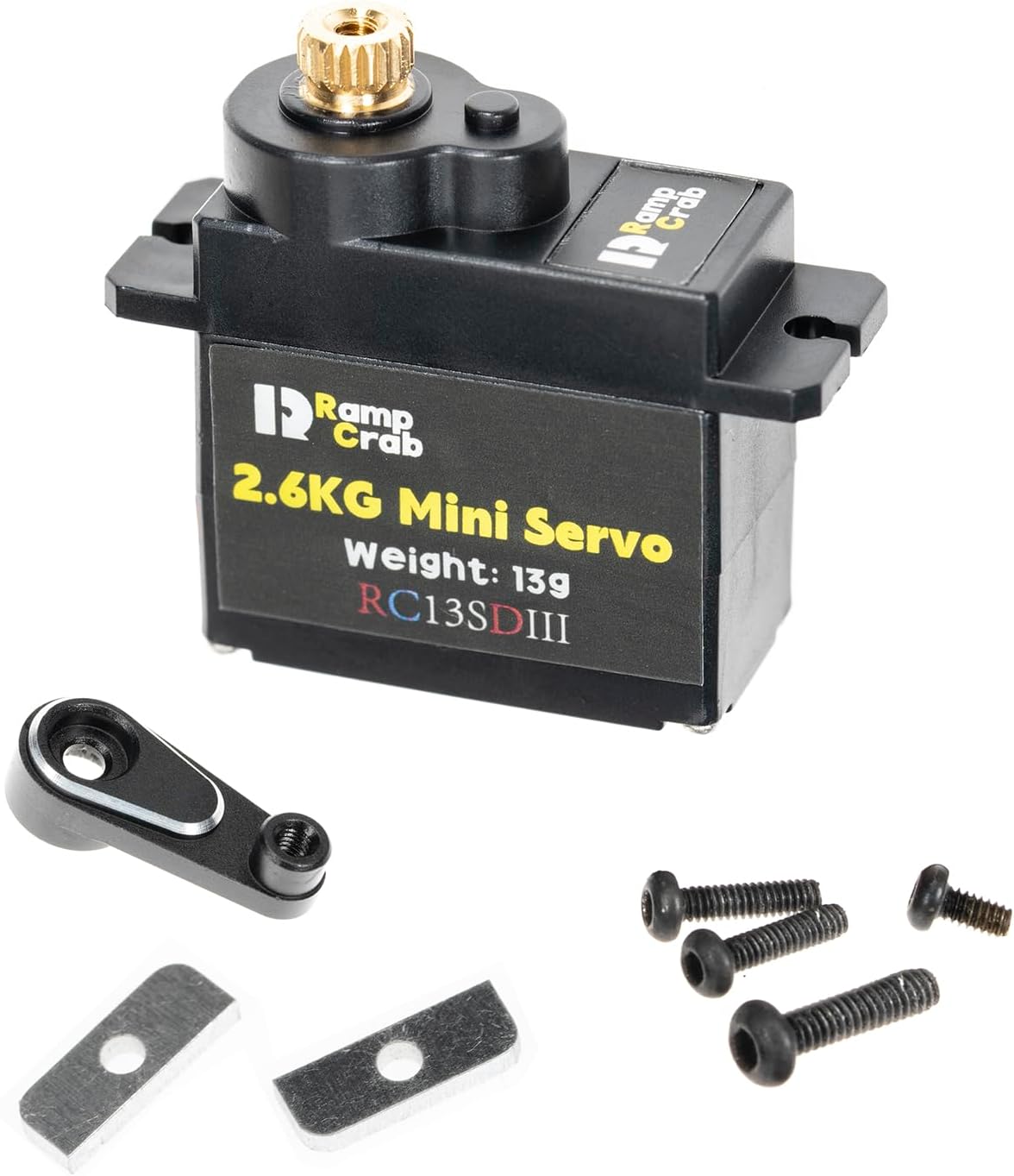 RC Steering Servo with Servo Horn for Redcat Ascent-18, 1/18 RC Crawler Upgrades Parts (Black Horn)