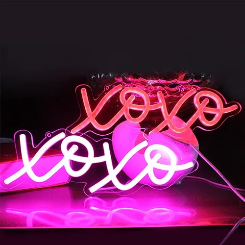 Miniatura 3 de XOXO - Letrero de luz LED roja de neón para decoración de pared, letreros iluminados para regalo de cumpleaños, dormitorio de niños, fiesta, hotel,