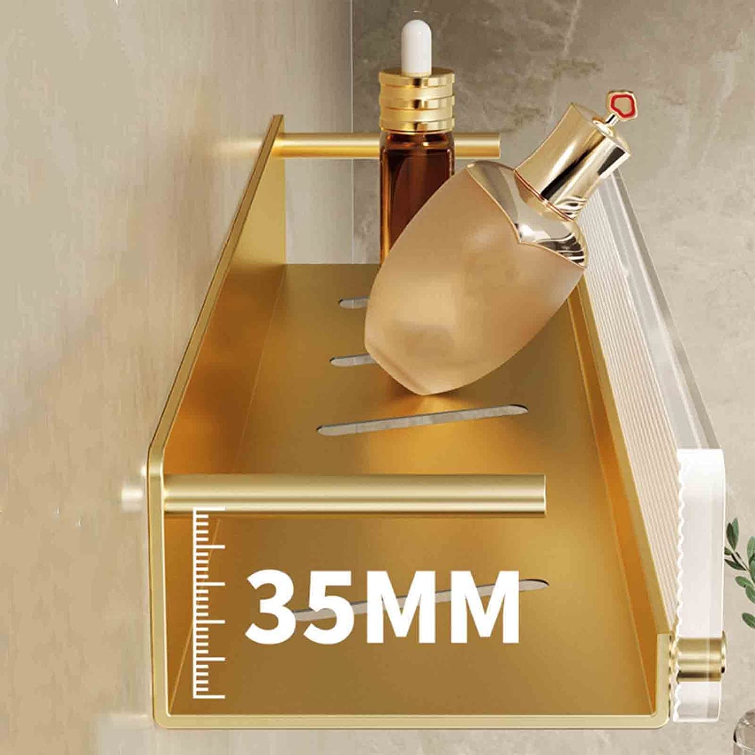 Estantería Cocina y Baño Estante De Baño Pared Cesta Ducha Sin Espacio Perforación Acrílico Aluminio Para Inodoro Estanteria Ducha(C,50cm)