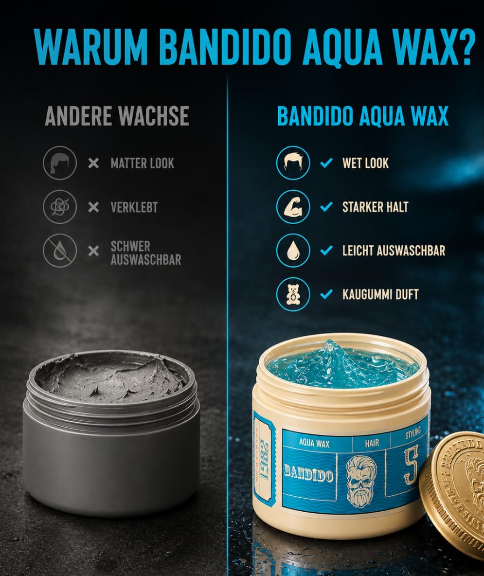 Bandido Aqua Wax Nr. 5 - Cera para el cabello, azul 125ml