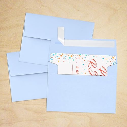 Miniatura 7 de LUXPaper Sobres de invitación A1 de 4 bares, despegar y prensar, 3 58 pulgadas x 5 18 pulgadas, azul bebé, texto de 80 libras, 50 unidades