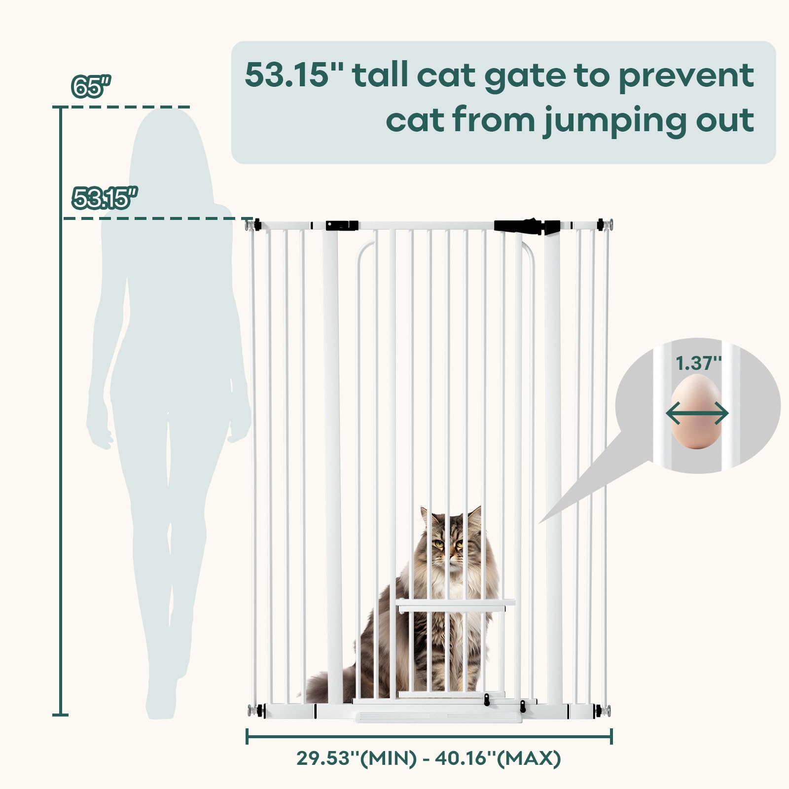 Ostutry 53.2 in Extra Tall Cat Gate for Doorways No Drilling, Sturdy Tall Dog Gate, Pet Gate Easy of Use