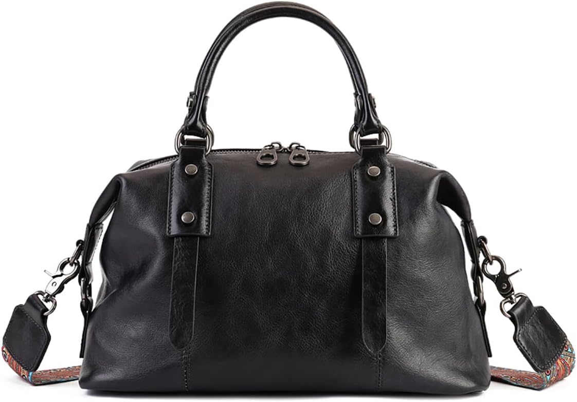 Leather Handbag for Women, Genuine Leather Purses Retro Mandela Crossbody Handbag Tote Bag