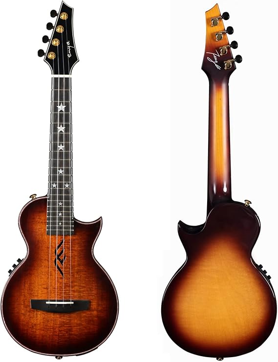 Enya Tenor Ukulele All Solid Hawaiian KOA Feng E Signature Pentagram Custom Ukelele Limited Version with Built-in AcousticPlus Pickup and Hard Case(ENYA E6 FE Koa)
