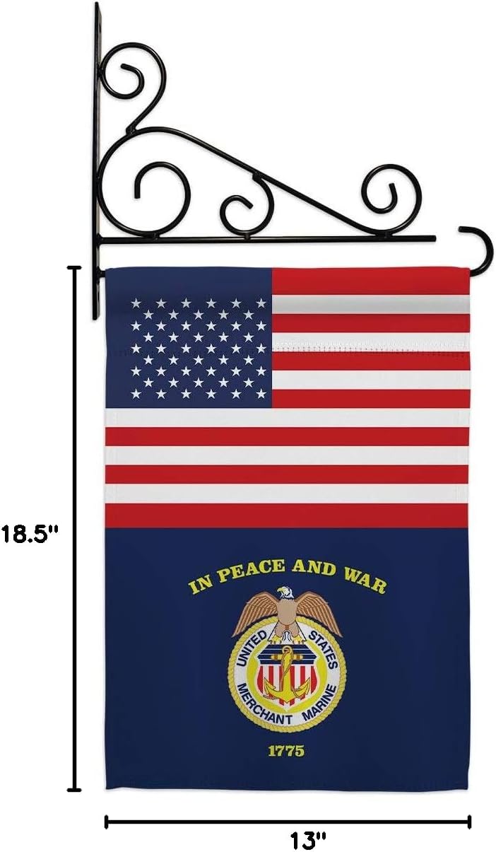 US Merchant Marine Garden Flag Set Wall Holder Armed Forces Corps USMC Semper Fi United State American Military Veteran Retire Official Small Gift Yard House Banner Double-Sided 13 X 18.5