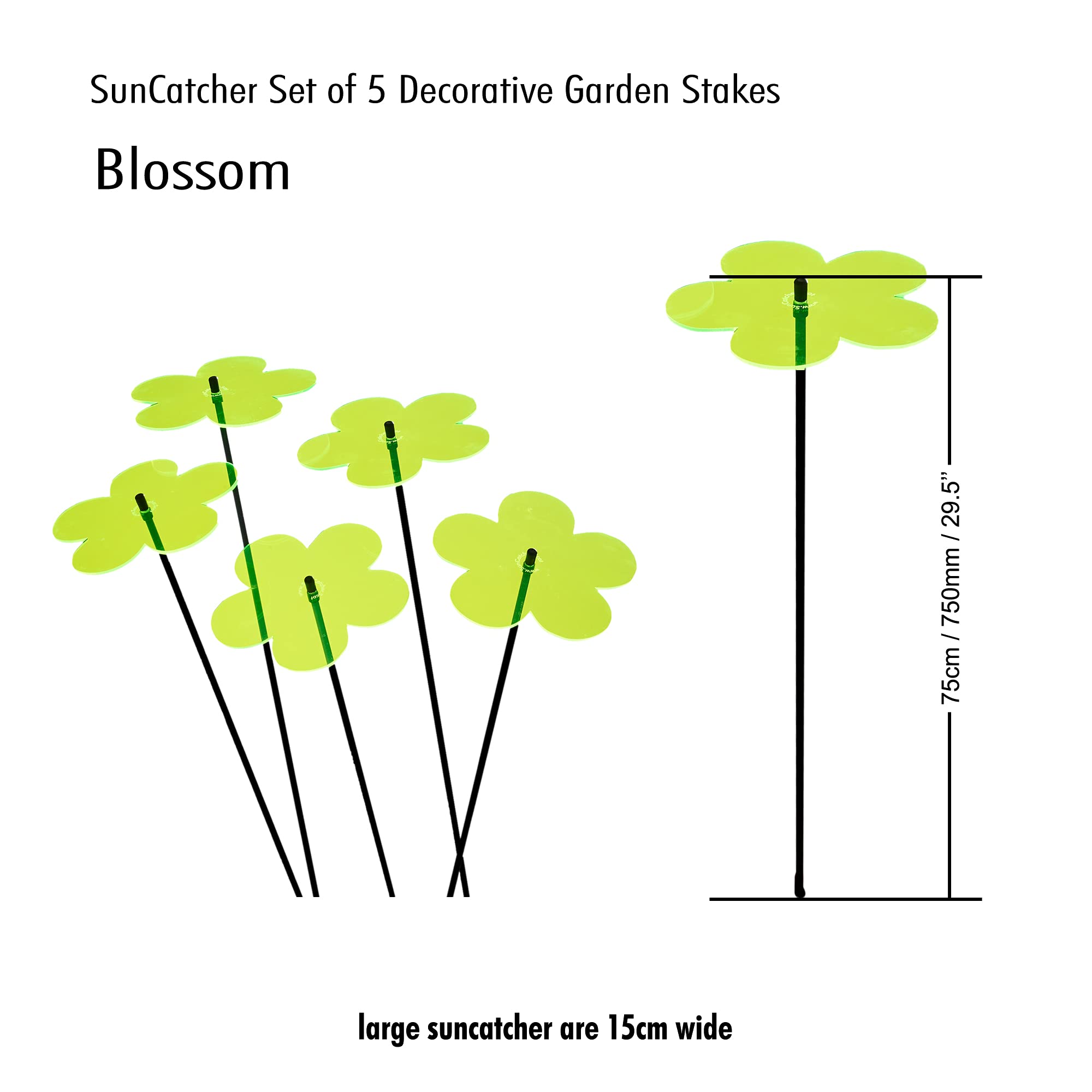 SunCatcher Garden Decor Vibrant Blossom Set of 5 Large Glowing Garden Stakes 75cm - Image 4