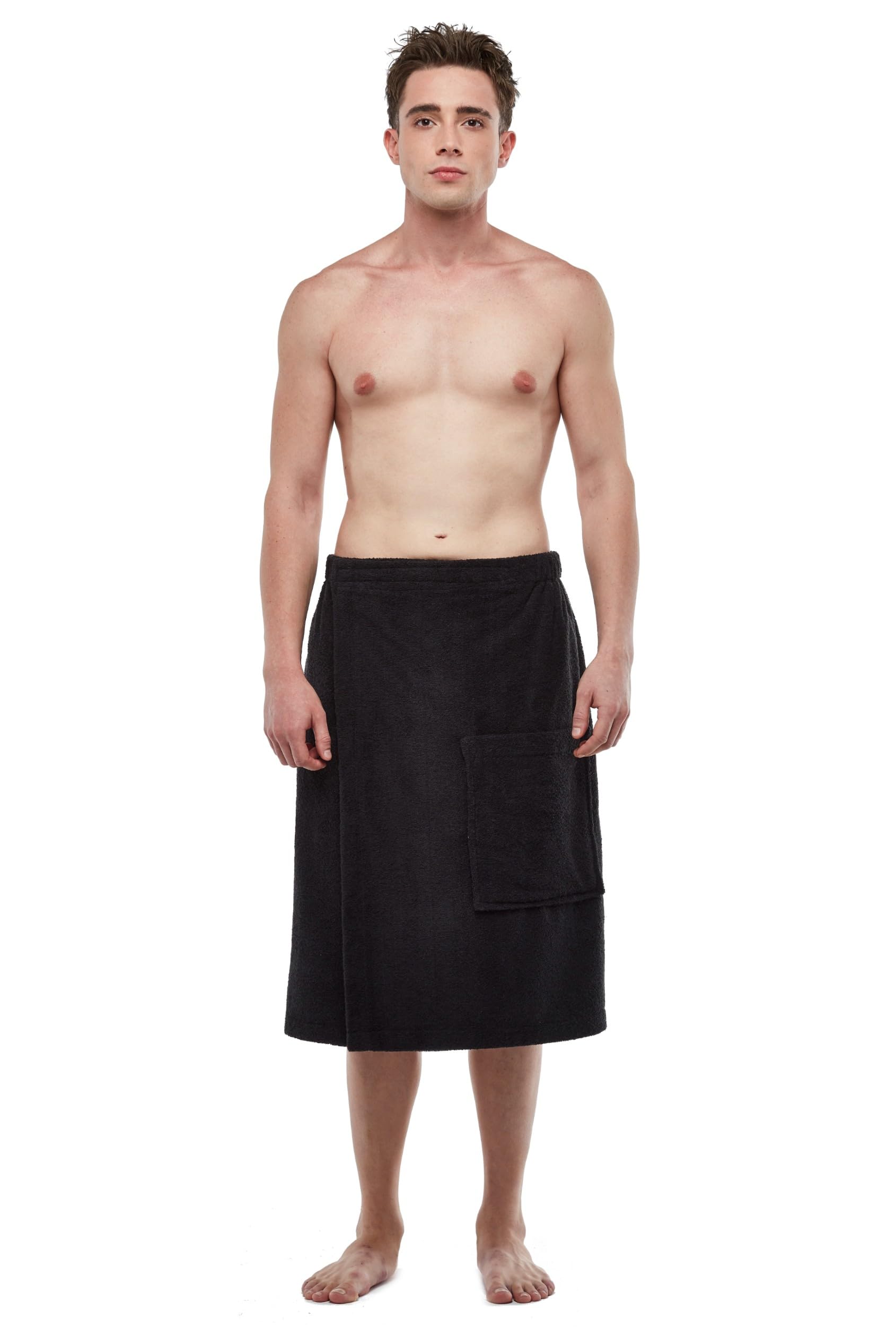 ESKYMODE Mens Terry Cotton Bathrobe Towel, Men's Adjustable Closure Shower Wrap Robe