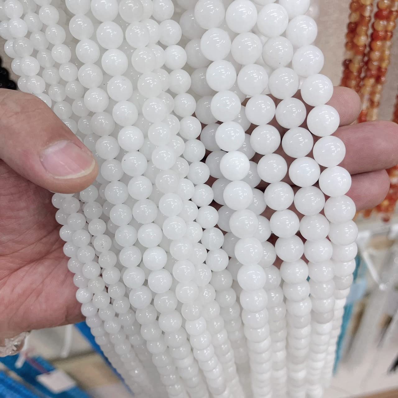 Amazon.co.jp: 【Gion】ホワイトカルセドニー 粒 粒売り バラ売り 4mm 