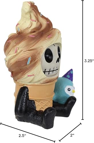 Miniatura 6 de Ebros Gift Furry Bones Sweet Tooth - Esqueleto de helado con cono de azúcar con pingüino, figura en miniatura de 3.25 pulgadas de alto, escultura