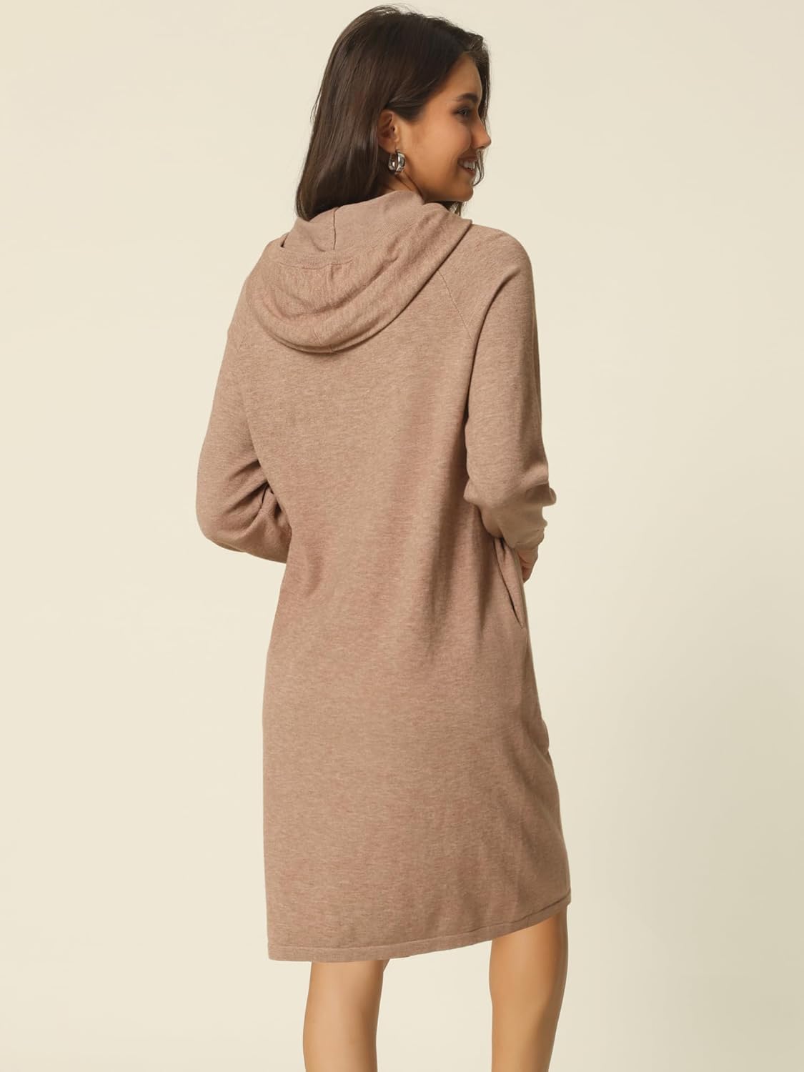 Seta T Women's Hoodie Dress Long Sleeve Ribbed Knit Sweatshirts Dresses with Pocket Fall Winter Outfits - Image 4