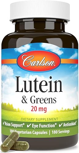 Miniatura 5 de Carlson - Luteína & Greens, 20 mg, Apoyo Visión y Función Ocular, Antioxidante, 180 Cápsulas Vegetarianas