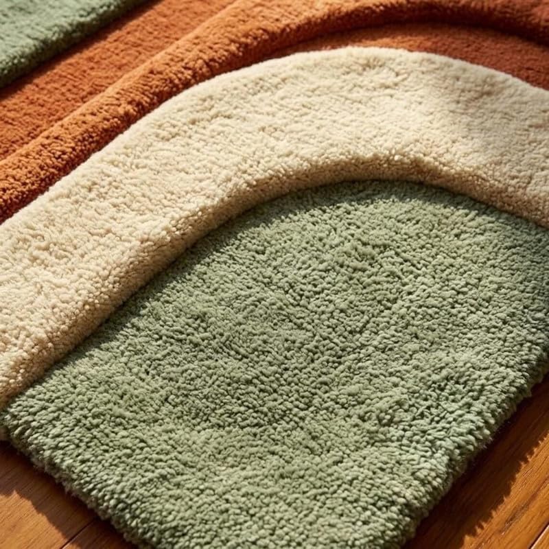 Hand Tufted Wool Area Rug 10x14 Ft (120x168 Inch) Modern Abstract Green Rust Beige Carpet for Living Room Bedroom Soft Thick Handmade Luxury Designer Rug